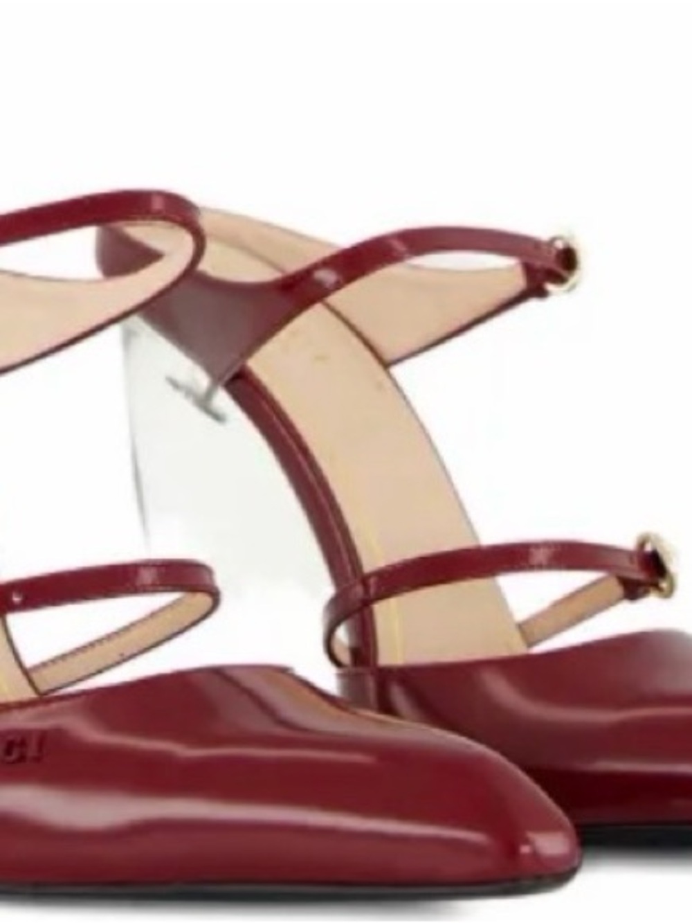 Gucci Wine Red Double-Strap Pointed Toe Heels